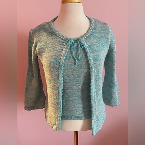 Women's Aqua Knit Cardigan with Tie Front